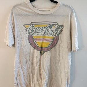 Coca Cola White Short Sleeve Tee with Retro Multicolor Crest